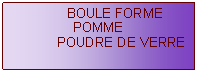 Zone de Texte:          BOULE FORME POMME             POUDRE DE VERRE
